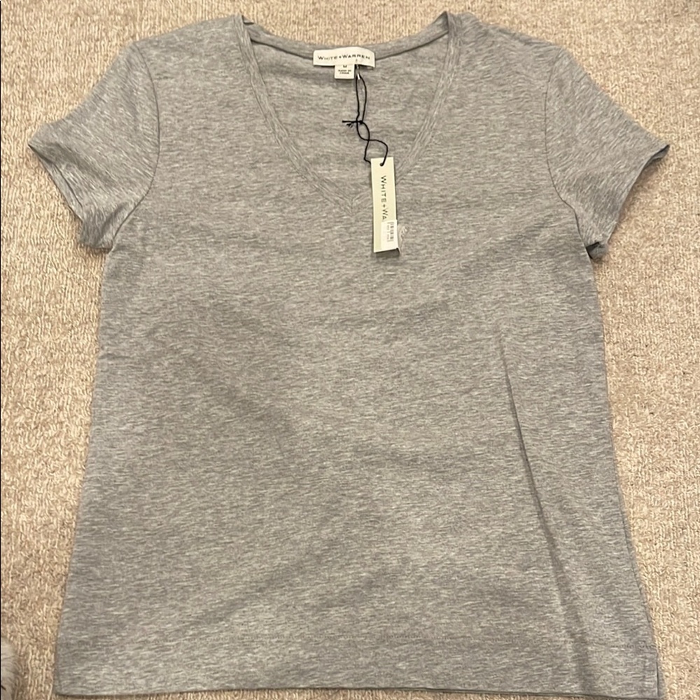 Gray V-Neck Women's Top